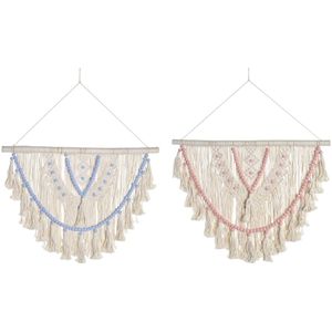 DKD Home Decor - Wanddecoratie - Katoen Rotan - Boho - 2 Stuks