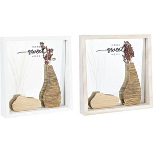 Wandspiegel DKD Home Decor Wit Natuurlijk Cottage 25 x 4 x 25 cm (2 Stuks)