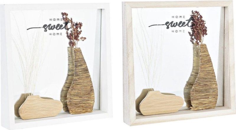 DKD Home Decor - Wandspiegel - Wit - MDF - 2 Stuks - Cottage