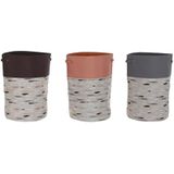 DKD Home Decor - Wasmand - Grijs Oranje - Polyester - Set van 3