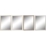 DKD Home Decor - Wandspiegel - Wit Bruin Grijs - Kristal PS - 4 Stuks