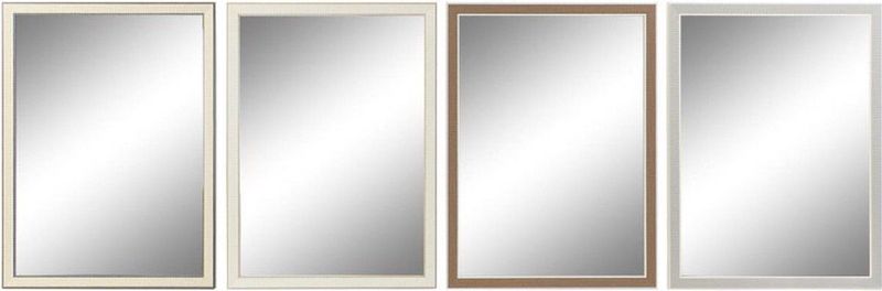 DKD Home Decor - Wandspiegel - Wit Bruin Grijs - Kristal PS - 4 Stuks