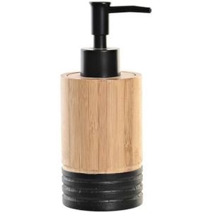 Items Zeeppompje/dispenser - bruin/zwart - bamboe hout - 7 x 17 cm
