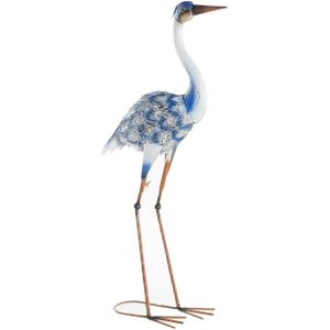 Decoratieve figuren DKD Home Decor Blauw Metaal Terra cotta Reiger (42,5 x 19 x 80 cm)