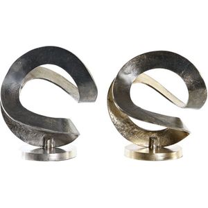 DKD Home Decor - Abstract Beelden - Aluminium - Goud/Zilver - Set van 2