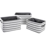 Set of Körbe Dkd Home Decor grau gestreifte Baumwolle (42 x 32 x 25 cm) (3 Stk.)