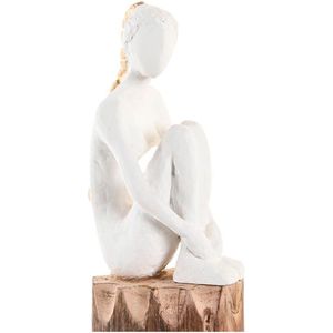 DKD Home Decor - Vrouw - Decoratieve Figuren - Bruin Wit - Hars Mangohout - 2 Stuks