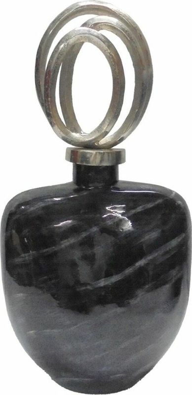 DKD Home Decor - Vaas - Zwart - Zilverkleurig - Aluminium - Kristal - Modern