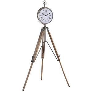 Bordsklocka DKD Home Decor 22 x 40 x 80 cm Natuurlijk Zilverkleurig Aluminium Statief Mangohout Traditioneel