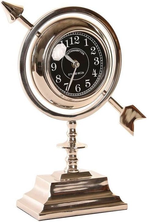 DKD Home Decor - Bordsklocka - Zilverkleurig - Aluminium - 23 x 8 x 30 cm