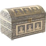 Items Sieradenkistje Chakras - 25 x 15 x 18 cm - Champagne goud - Juwelenkistje met deksel - 1-vaks - Luxe opbergdoos