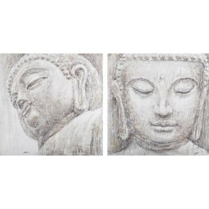 Schilderij DKD Home Decor Boeddha Orientaals 80 x 3,5 x 80 cm (2 Stuks)