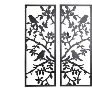 Wanddecoratie DKD Home Decor (2 Onderdelen) Metaal Vogels Shabby Chic (35 x 1,3 x 91 cm)