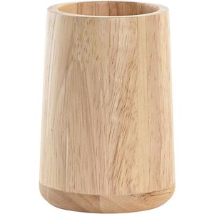 Items - Badkamer tandenborstel houder/beker - hout - beige - 8 x 11 cm