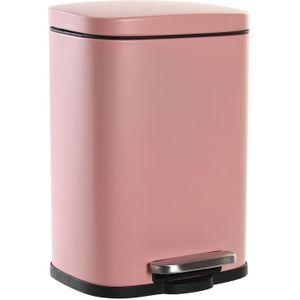 DKD Home Decor - Pedal Emmer - Peach - Metaal - Polypropyleen - 5 L