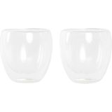 DKD Home Decor Dubbelwandige Cappuccino Glazen Set 2x - 250 ml