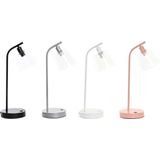 Bureaulamp DKD Home Decor 22 x 15 x 46 cm Kristal Zilverkleurig Zwart Grijs Roze Metaal Wit 220 V 40 W 25 W 4 Onderdelen