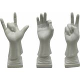 Decoratieve figuren DKD Home Decor Wit Hand 7 x 7 x 25 cm (3 Stuks)
