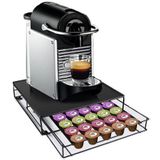 Items Koffie cup/capsule houder/dispenser - metaal - zwart - 31 x 21 cm - Koffiecups ladekastje Nespresso/dolce Gusto