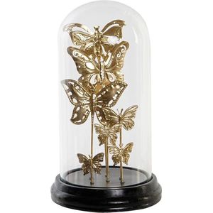 Decoratieve figuren DKD Home Decor Kristal Zwart Gouden Metaal Vlinders (18,5 x 18,5 x 32,5 cm)