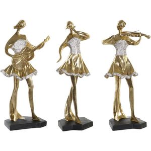DKD Home Decor - Muziek Ballerina - Decoratieve Figuren - Goud - Hars - Set van 3