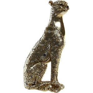 Items Home decoratie dieren beelden - Luipaard - 14 x 8 x 26 cm - voor binnen - goud kleurig