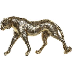 Items Home decoratie dieren beelden - Luipaard - 34 x 7 x 17 cm - voor binnen - goud kleurig