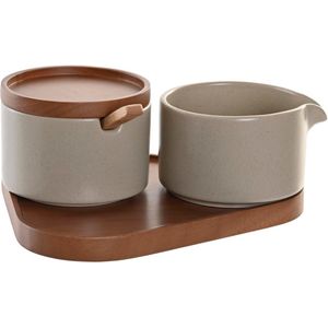 Suikerpot DKD Home Decor Rubberwood 4 Onderdelen (19,5 x 18,5 x 7 cm)