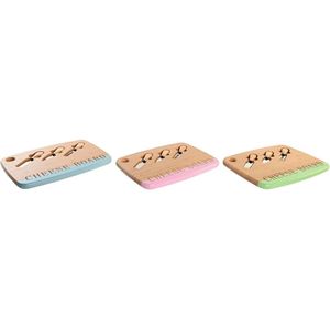 Kaasplank DKD Home Decor Blauw Roze Roestvrij staal Groen Bamboe (33,5 x 24 x 2 cm) (3 Stuks)