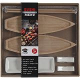 Sushi-set DKD Home Decor 8 x 5 x 2 cm Keramisch Natuurlijk Wit Orientaals