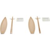 Sushi-set DKD Home Decor 8 x 5 x 2 cm Keramisch Natuurlijk Wit Orientaals