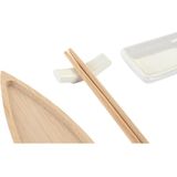 Sushi-set DKD Home Decor 8 x 5 x 2 cm Keramisch Natuurlijk Wit Orientaals