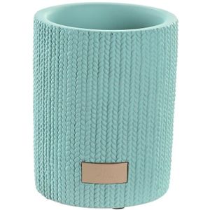 Badkamer tandenborstelhouder / drinkbeker - keramiek - mintgroen - 8 x 10 cm