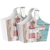 DKD Home Decor - Tijdschriftenrek - Multicolour - Karton - Set van 2
