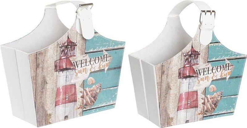 DKD Home Decor - Tijdschriftenrek - Multicolour - Karton - Set van 2