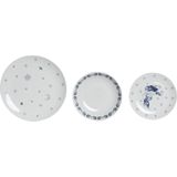 DKD Home Decor - Serviesset - Blauw Wit - Porselein - 18 Onderdelen