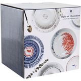 DKD Home Decor - Serviesset - Blauw Wit - Porselein - 18 Onderdelen