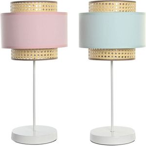 Bureaulamp DKD Home Decor Metaal Groen Licht Roze 220 V 50 W 26 x 26 x 55 cm (2 Stuks)