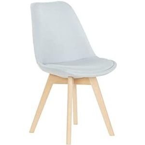 Stoel DKD Home Decor 48 x 56 x 83 cm Schuim Beige Blauw Beukenhout