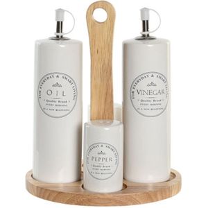 Set of Öl- und Essigkännchen Dkd Home Decor 18 x 15 x 22 cm Holz weiß gres