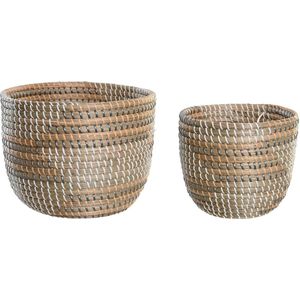 Basket spelset DKD Home Decor 28 x 28 x 22 cm Tropisch Zeegras