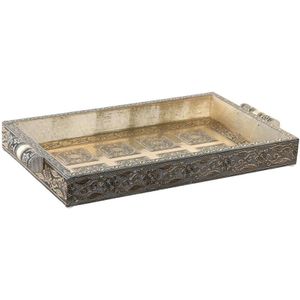 Dienblad - Yoga Snackdienblad - Champagne - Hout Metaal - Indiaas