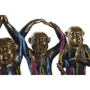 DKD Home Decor - Decoratieve Figuren - Gouden Hars - Multicolour Aap - Set van 3