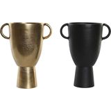 Vaas DKD Home Decor 23 x 16 x 29 cm Zwart Gouden Aluminium Modern (2 Stuks)