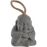 Items Deurstopper Boeddha Beeld - 1.2 Kilo Gewicht - met Oppak Koord - Cement Grijs - 12 X 15 cm