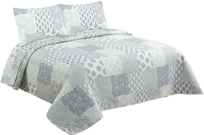 DKD Home Decor - Sprei - Beige - Polyester - Patchwork