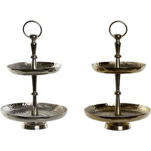 DKD Home Decor - Fruitschaal - Gouden Zilverkleurig - Aluminium - Set van 2