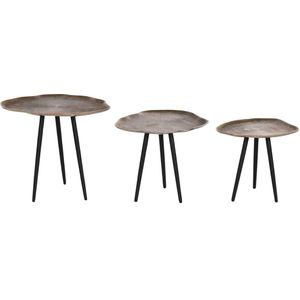 Home ESPRIT Set van 3 tafels zwart goud aluminium 52 x 39 x 45 cm
