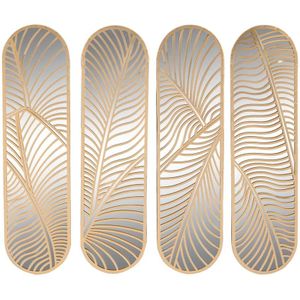 Home ESPRIT Wanddecoratie Gouden Blad Plant 72 x 1,5 x 68 cm