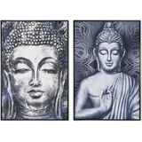 Schilderij Home ESPRIT Boeddha Orientaals 83 x 4,5 x 123 cm (2 Stuks)